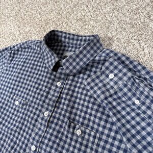 Ash & Erie Shirt Mens XL Blue Gray Gingham Check Button Front Long Sleeve